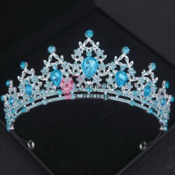 Coroana eleganta pentru mireasa CR012FF Argintie cu cristale Blue